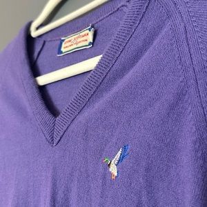 Flying Scotsman Mallard Edition women’s size small purple v neck sweater vintage